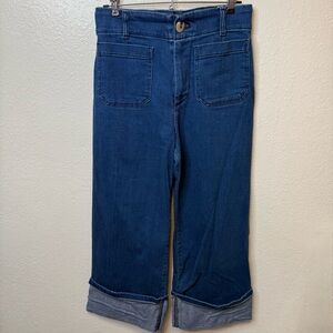 Maeve The Collette Wide Leg Cuffed Blue Jeans Size 28